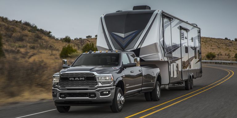 2021 Ram 3500 towing an RV