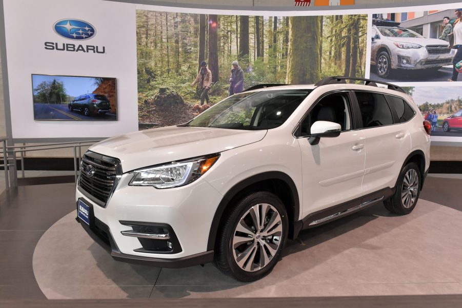 The Subaru Ascent is seen at the 2019 New England International Auto Show Press Preview at Boston Convention & Exhibition Center