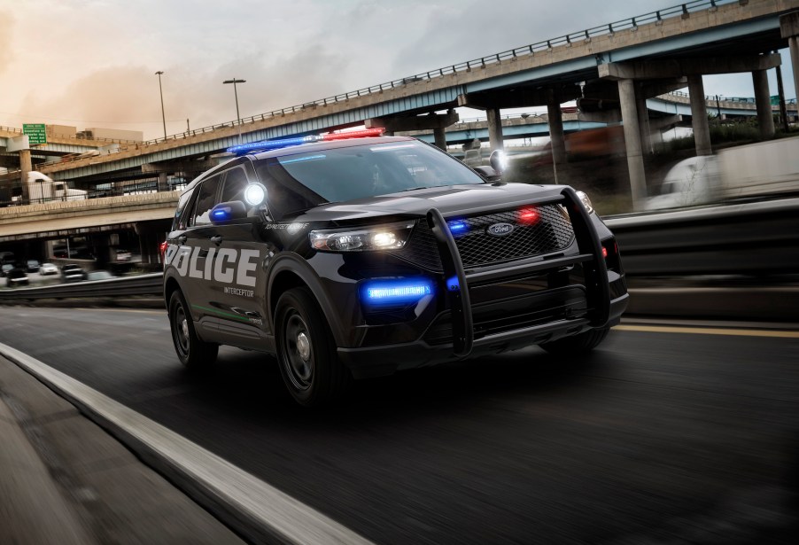 An image of a 2020 Ford Explorer Interceptor on the road.