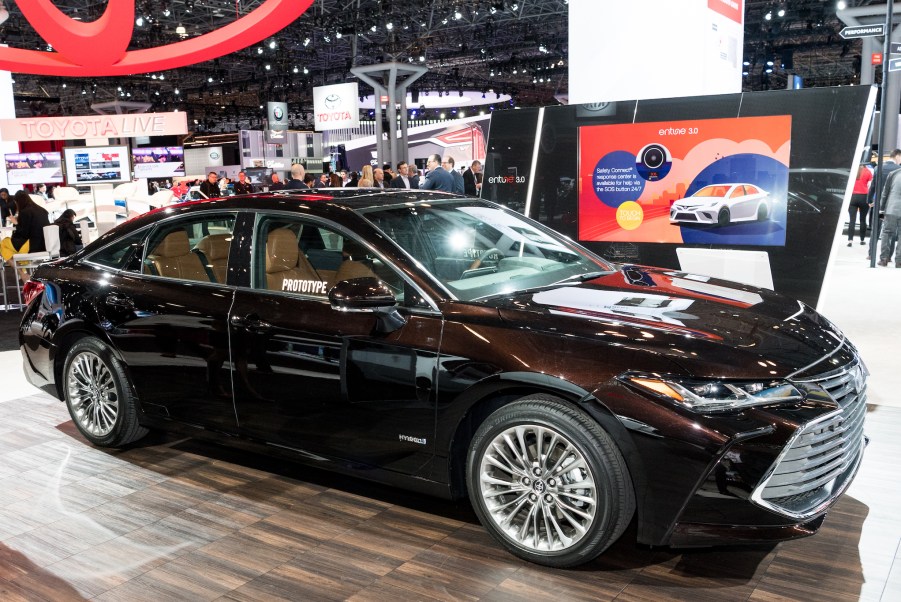 The Toyota Avalon Hybrid prototype at the New York International Auto Show in New York City. The New York International Motor Show