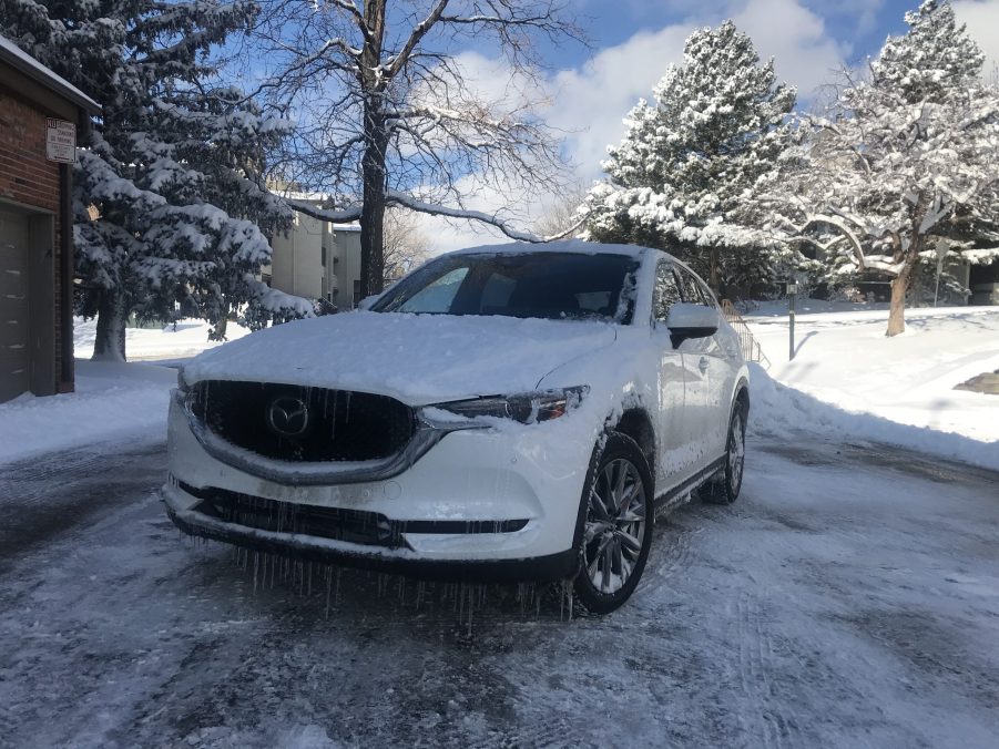 2021 Mazda CX-5 in the snow the day after a snowfall