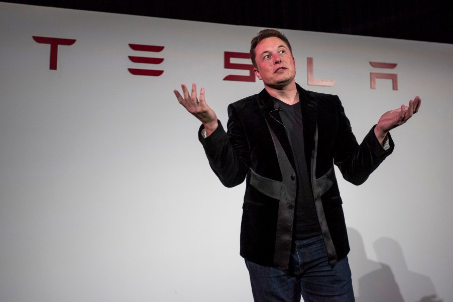 Elon Musk, chairman and chief executive officer of Tesla Motors, speaks during a press conference prior to unveiling the Model X SUV during an event in Fremont, California, on September 29, 2015.