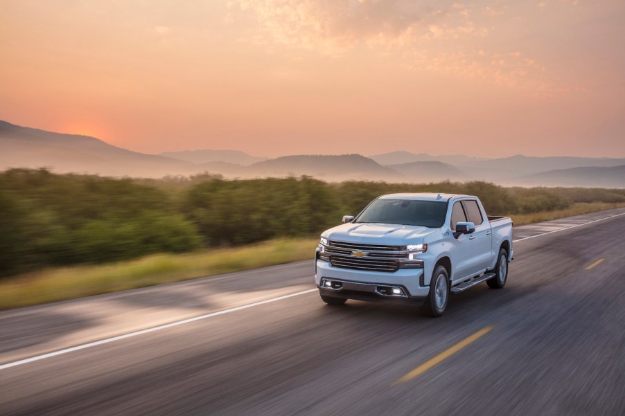 The 2021 Chevy Silverado driving