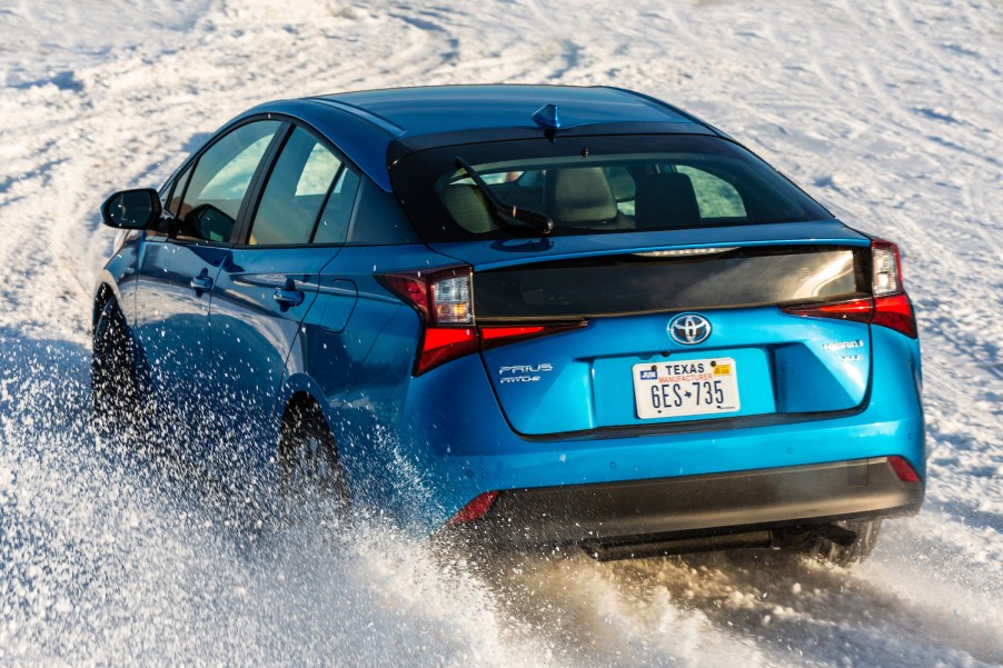 An all-wheel drive Toyota Prius in the snow