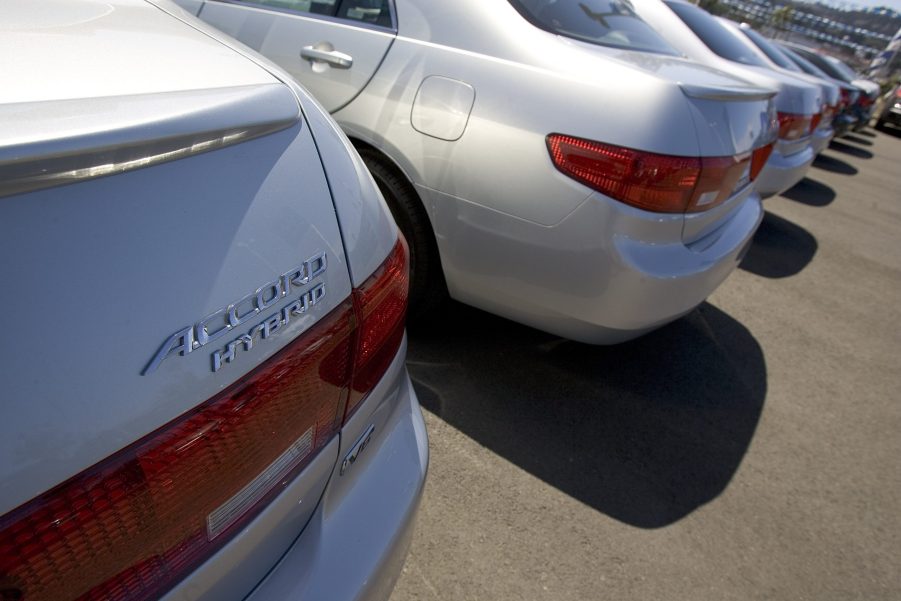 The taillights of a Honda Accord on display