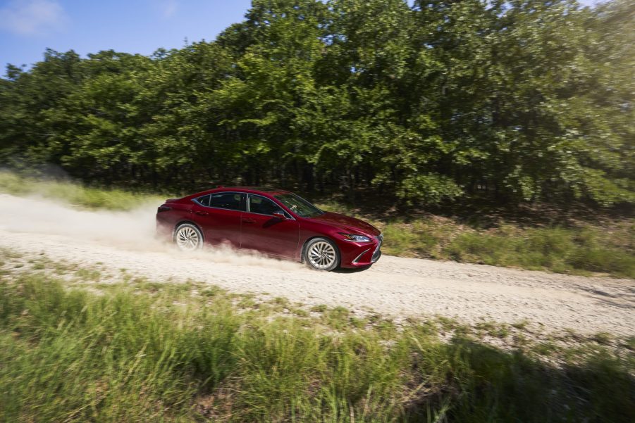 2021 Lexus ES 250 driving on a dirt road