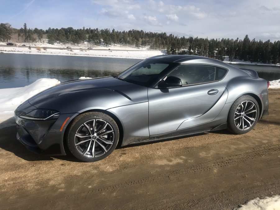 2021 Toyota Supra 2.0 near a lake