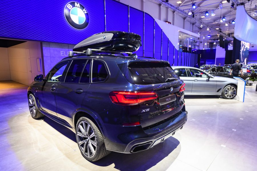 BMW X5 is a midsize luxury SUV on display at Brussels Expo