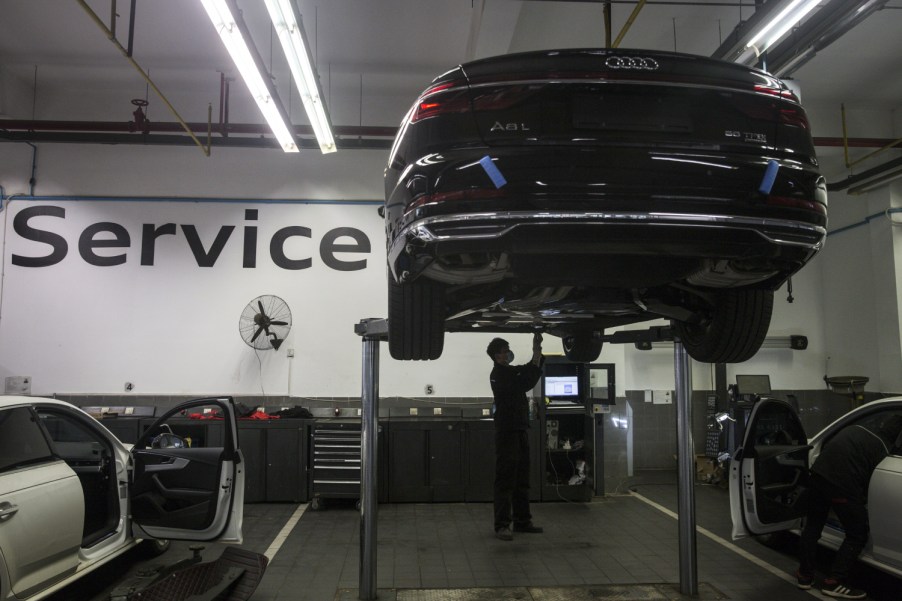 A car goes in for repairs at a shop