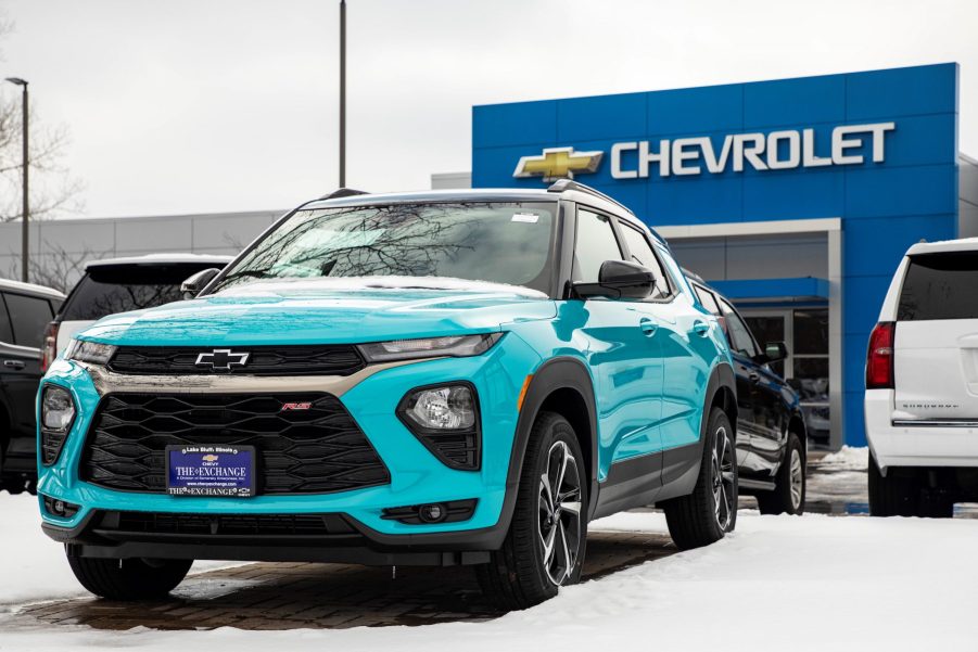 A Chevrolet Trailblazer is on display at the Exchange Chevrolet in Lake Bluff, Illinois