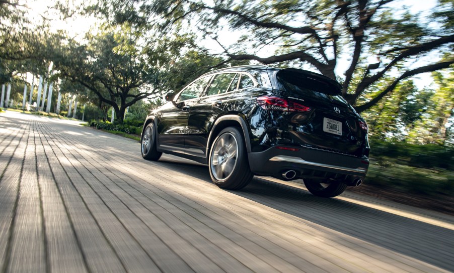 A 2021 Mercedes-AMG GLA 35 in motion