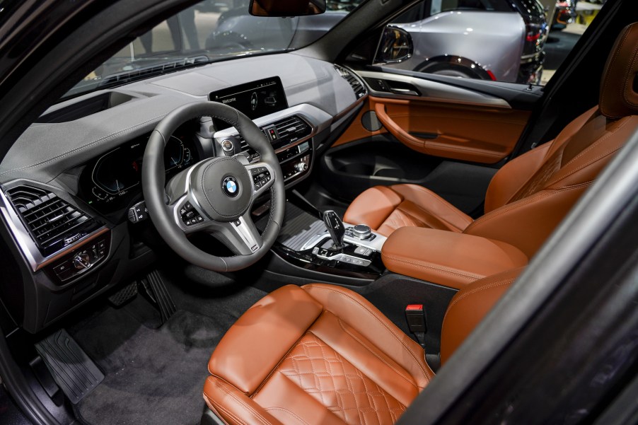 The interior of a 2020 BMW X3 xDrive 30e plug-in hybrid SUV at the AutoMobility LA ahead of the Los Angeles Auto Show on Thursday, November 21, 2019