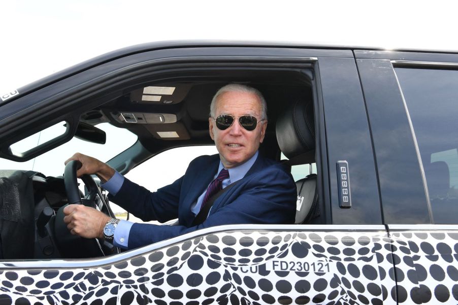 President Biden test driving the Ford F-150 Lightning EV pickup