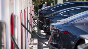 EV charging station with cars being charged