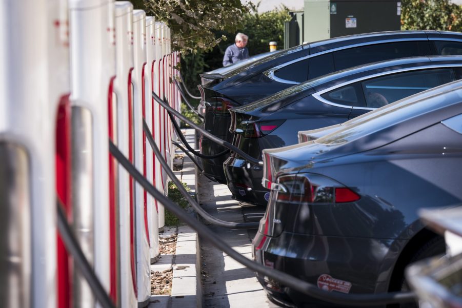 EV charging station with cars being charged