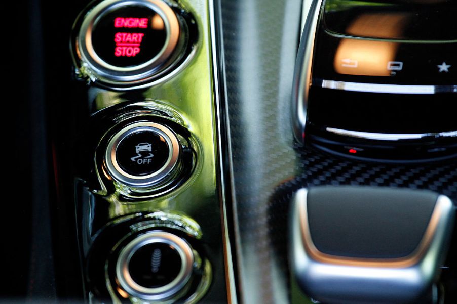 The engine start and stability control button in the AMG GT S