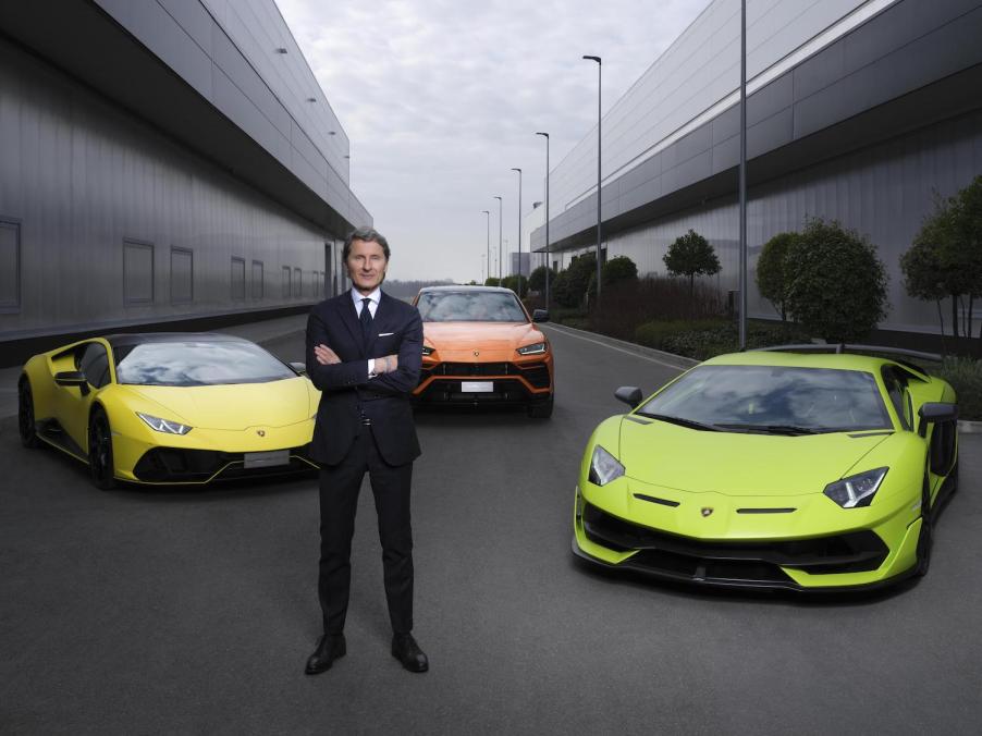 Pictured is Lamborghini CEO Stefan Winkelmann, who announced the brand's plans to launch a fully-electric supercar