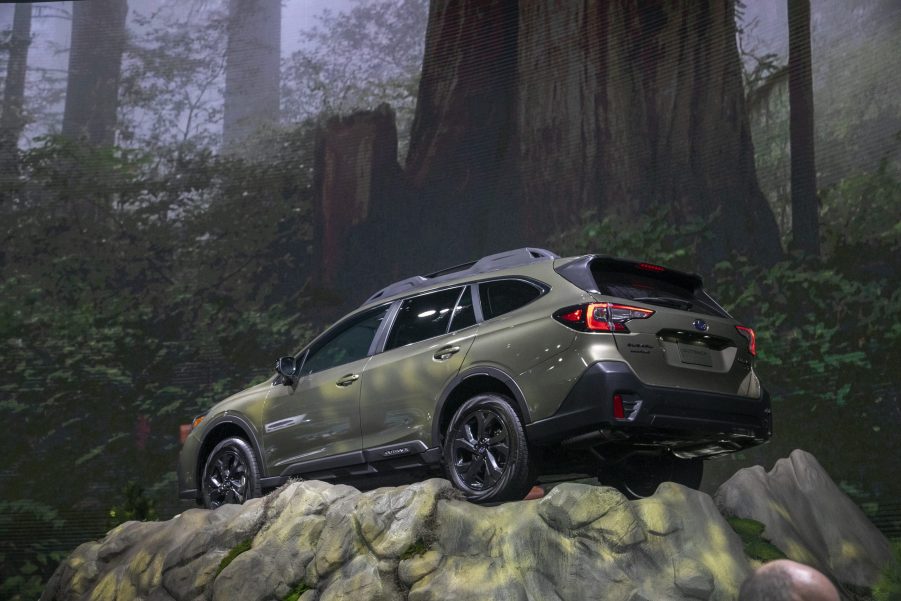 The 2020 Subaru Outback is seen in a U.S. National Park-themed display at AutoMobility LA