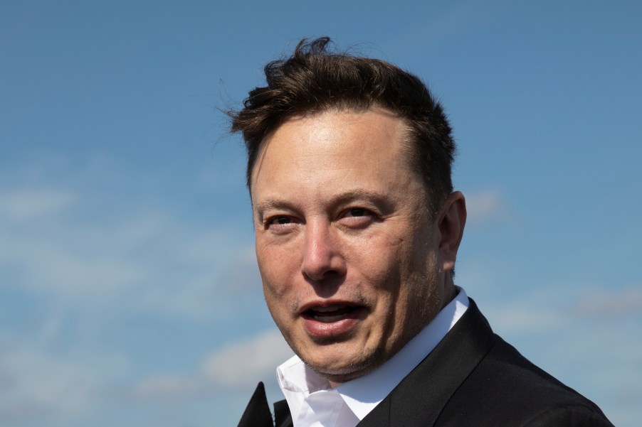 Tesla CEO Elon Musk arrives to have a look at the construction site of the new Tesla Gigafactory near Berlin on September 3, 2020, near Gruenheide, Germany