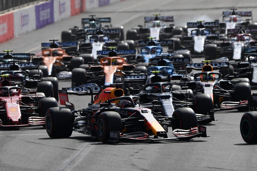 Red Bull's Max Verstappen ahead of the pack during the Formula One Azerbaijan Grand Prix