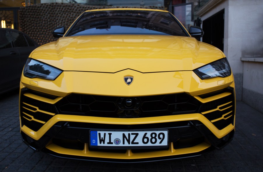 A yellow Lamborghini Urus