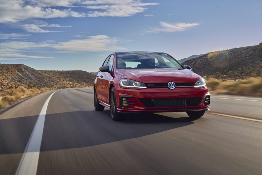 A red Volkswagen GTI