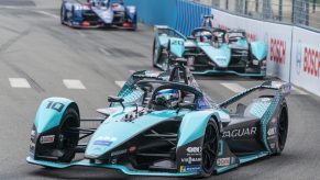 Jaguar Formula E racing team on the track