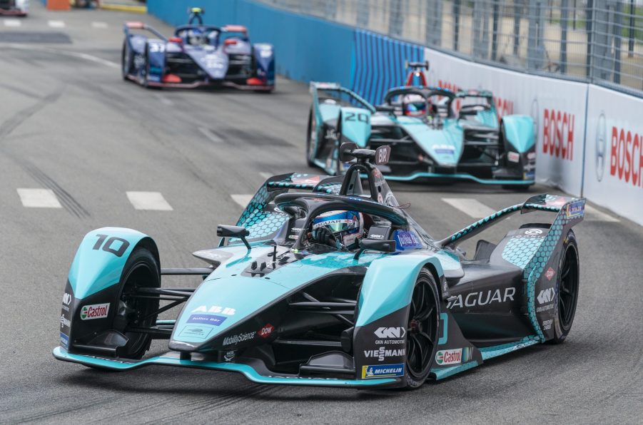 Jaguar Formula E racing team on the track