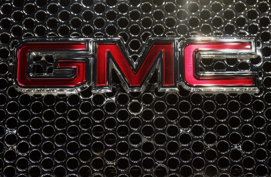 The red GMC badge