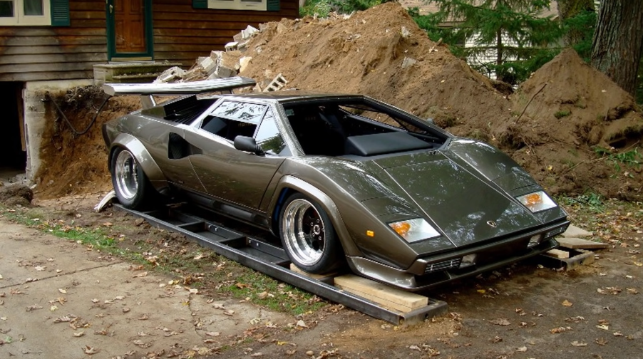 An image of a custom-built Lamborghini Countach replica.