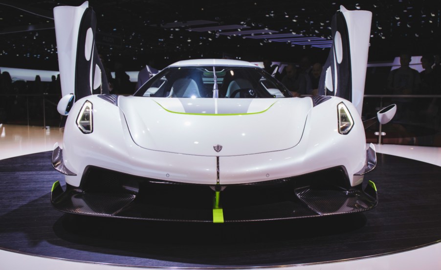 A white Koenigsegg Jesko.