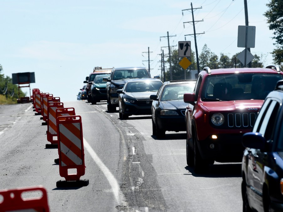 Drivers eschew the zipper merge driving technique at road construction on Route 61 in Pennsylvania