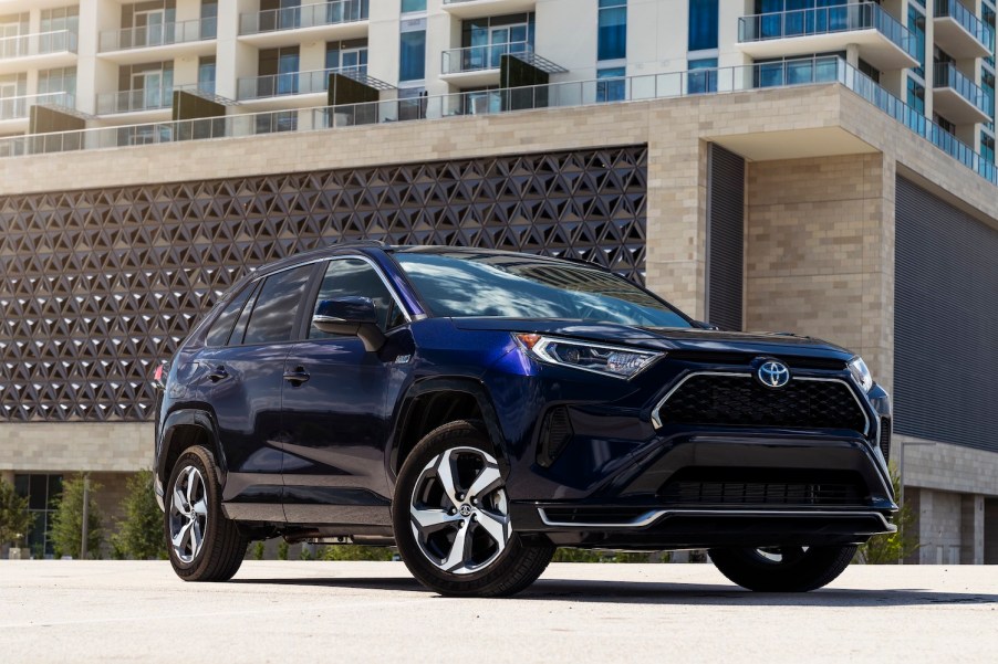 A 2021 Toyota RAV4 Prime parked, the 2021 Toyota RAV4 Prime is one of the least reliable Toyota models