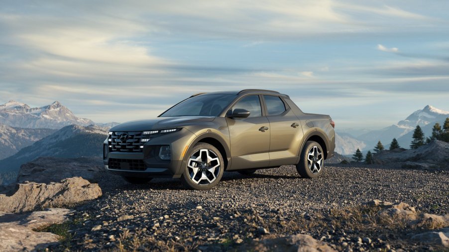 A 2022 Hyundai Santa Cruz parked in gravel