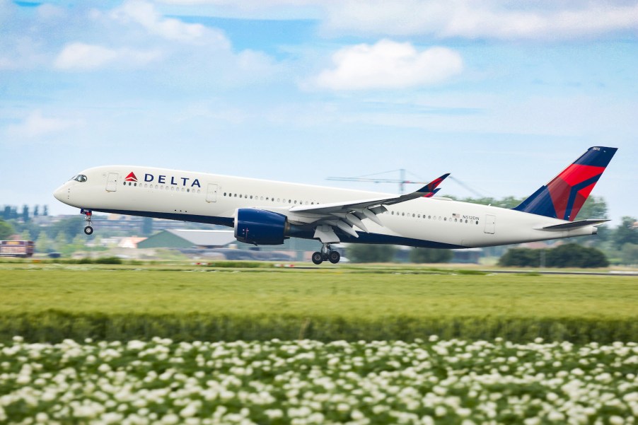 Delta Air Lines Airbus A350-900 aircraft as seen on final approach landing at Amsterdam Schiphol AMS EHAM airport in the Netherlands. The Delta Airlines modern and advanced wide-body airplane has the registration N512DN and is powered by 2x RR jet engines. Delta DL DAL is ranked the second-largest airline in the world with headquarters in Atlanta, Georgia US and is a member of SkyTeam airline aviation alliance.