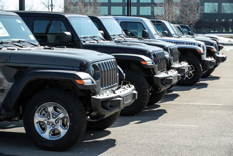 Jeep vehicles are seen at a FCA dealership