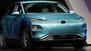 The 2019 Hyundai Kona Electric is unveiled at the New York International Auto Show, March 28, 2018 at the Jacob K. Javits Convention Center in New York City.