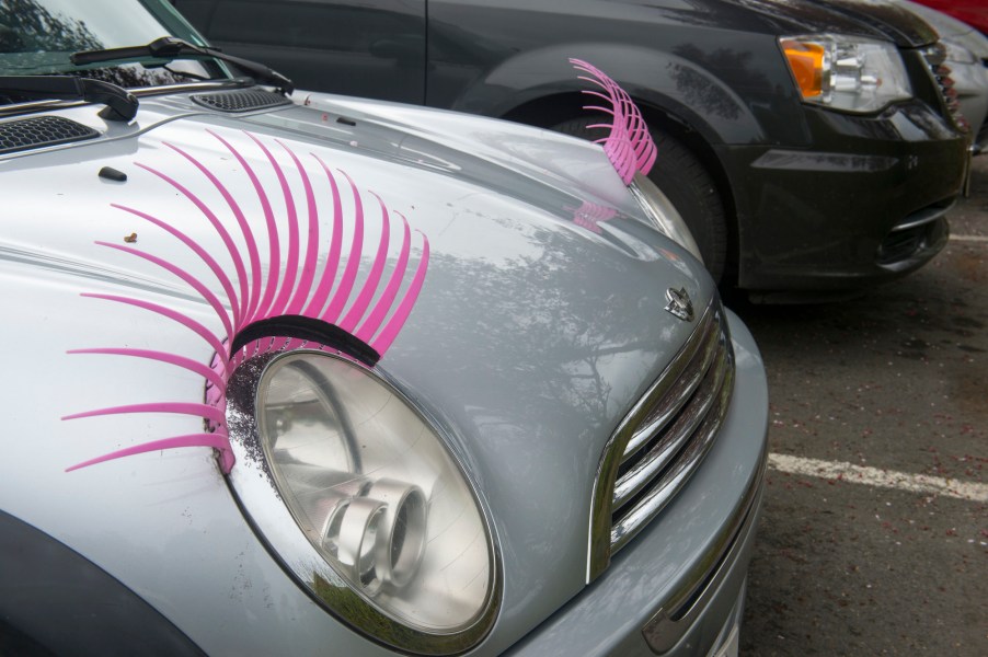 Eye lashes on a Mini Cooper