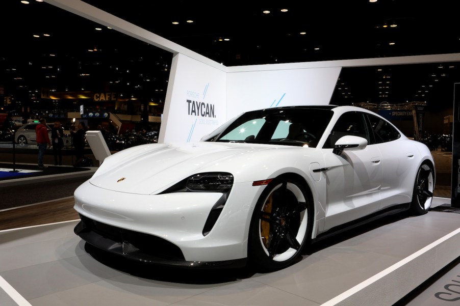 porsche taycan turbo s on display