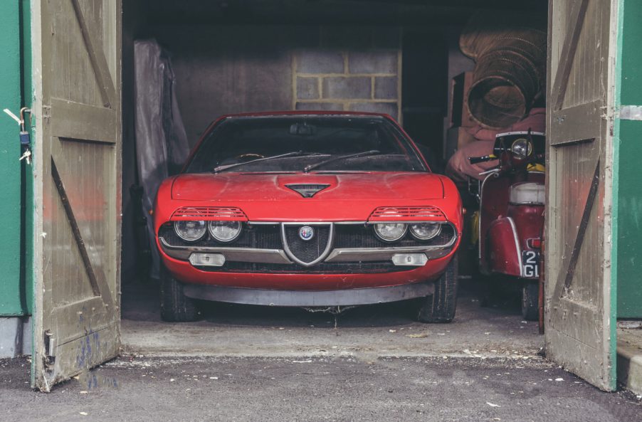 Alfa Romeo barn find poking its nose out of the garage doors