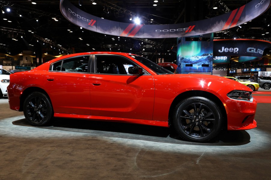 dodge charger on display in chicago