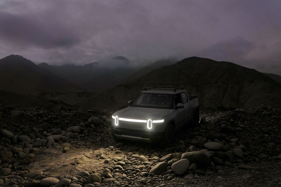 Publicity photo of a Rivian R1T parked in South America. The Quad-Motor Rivian Truck Will Leave $100K EVs Far Behind