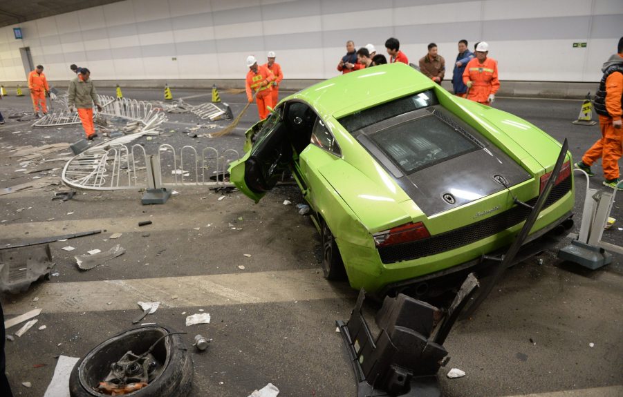 Wrecked Lamborghini supercar wrecked supercar