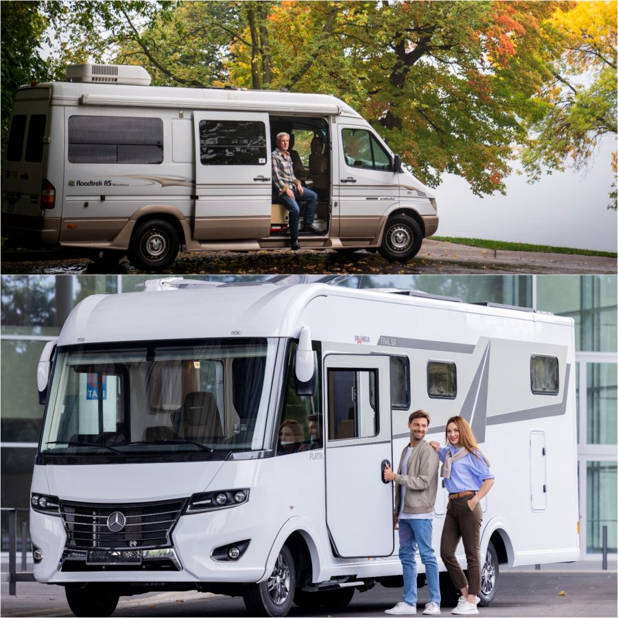 Class C Camper Van (Top) and Class A RV (Bottom)