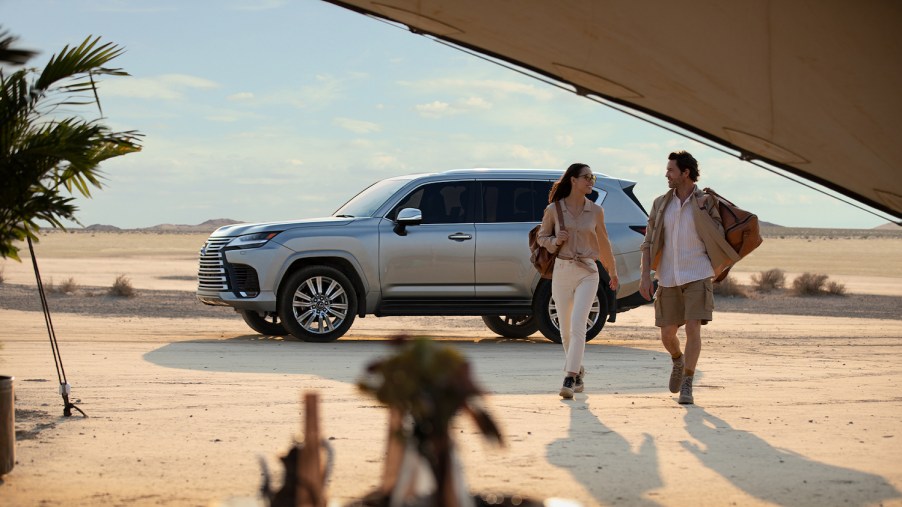 This is a promotional photo of the 2022 Lexus LX 600. Toyota Corporation is obviously trying to position the luxury SUV as the safari-ready Land Cruiser's North American replacement. | Lexus