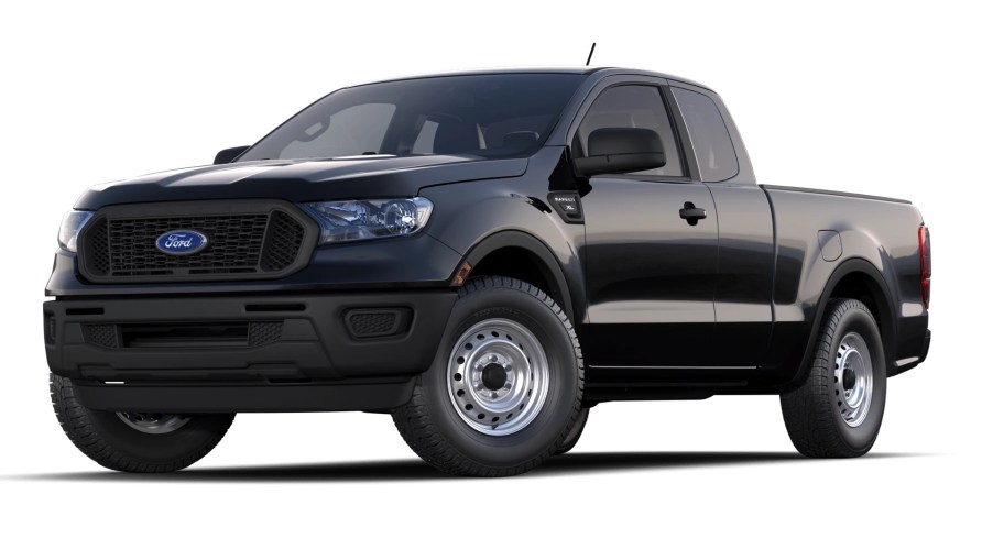 A black 2022 Ford Ranger against a white background.