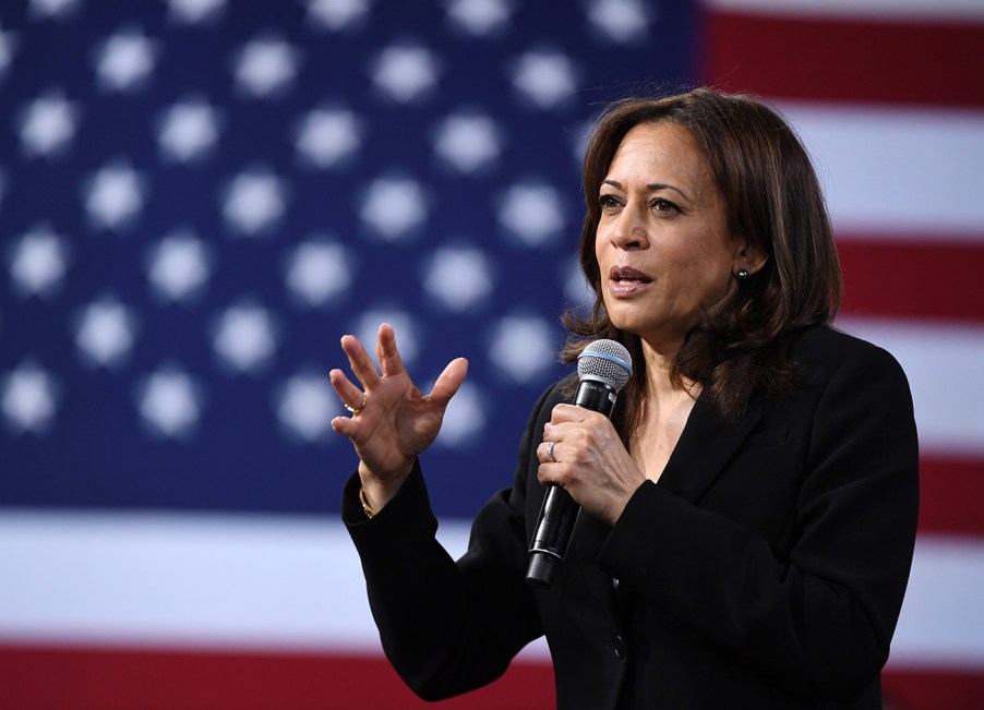 Vice President Kamala Harris speaking at a rally