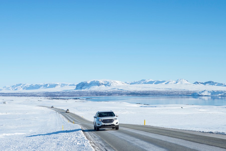 SUV driving in Iceland