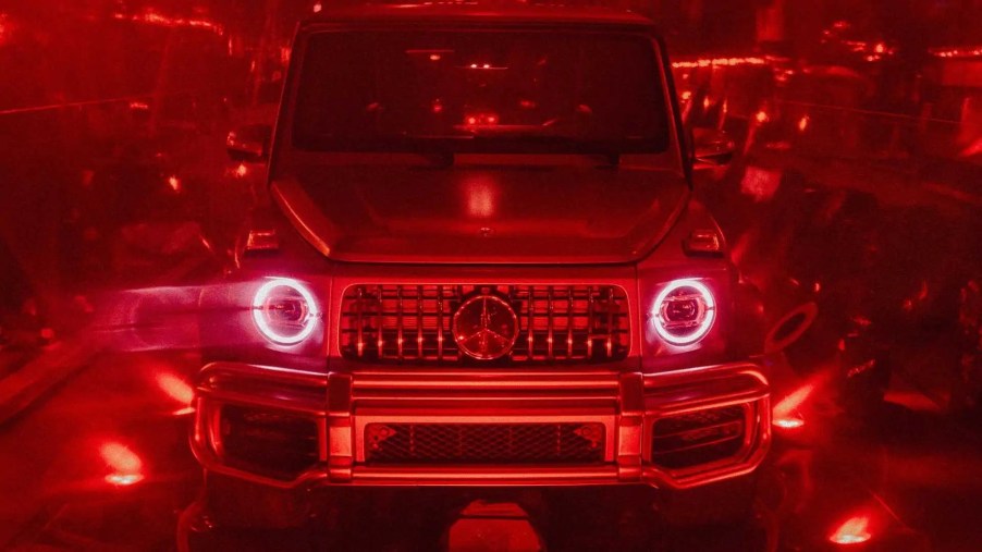 Mercedes AMG G63 inside red pill at The Matrix Resurrections premier