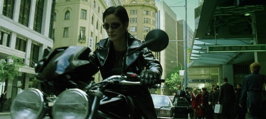 Trinity on a Triumph Speed Triple in The Matrix | Warner Bros. via Youtube